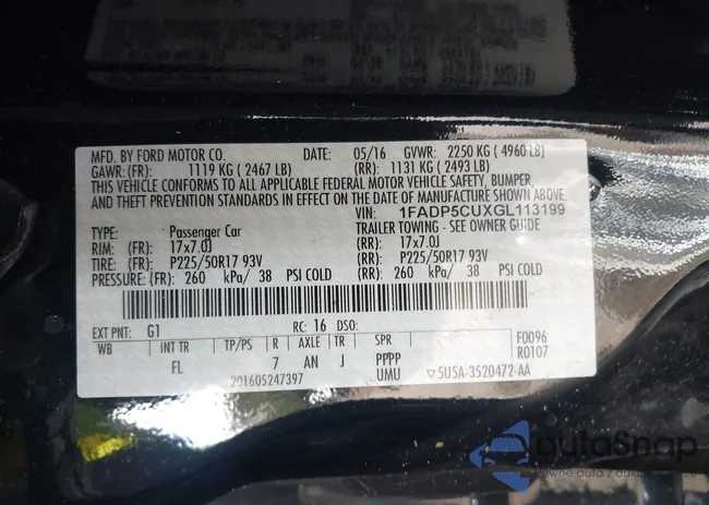 1FADP5CUXGL113199: 43351501