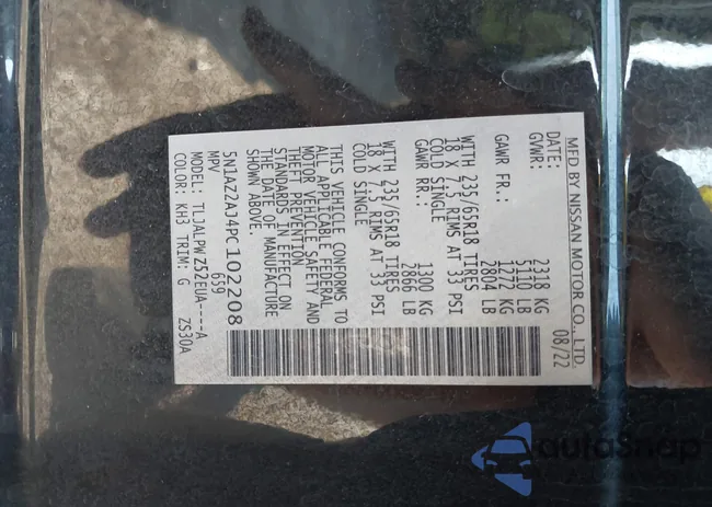 5N1AZ2AJ4PC102208: 43352899