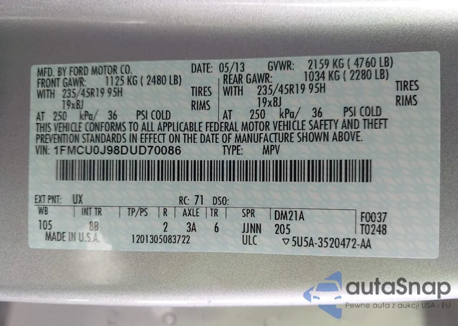 1FMCU0J98DUD70086: 43352900