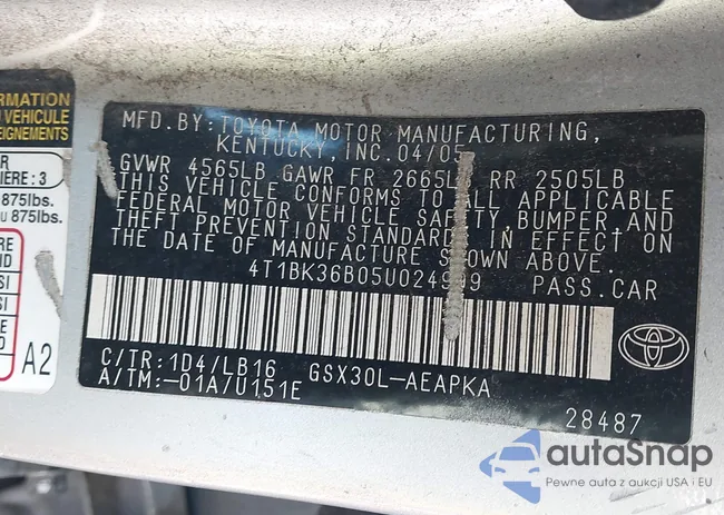 4T1BK36B05U024999: 43352933