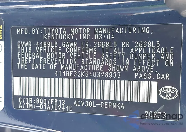 4T1BE32K64U328933: 43352978