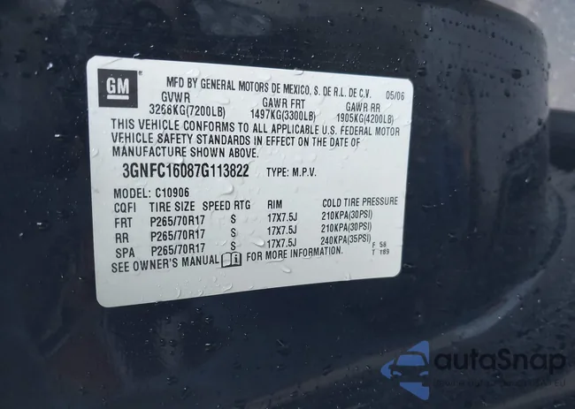 3GNFC16087G113822: 43353180