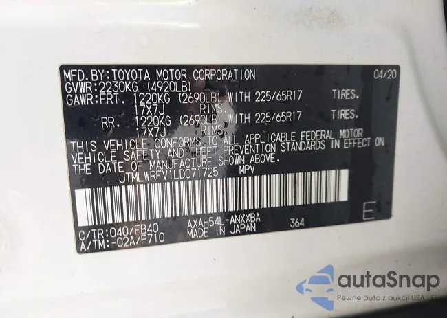 JTMLWRFV1LD071725: 43353183