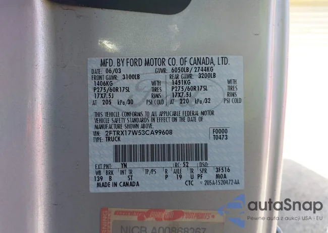 2FTRX17W53CA99608: 43353220