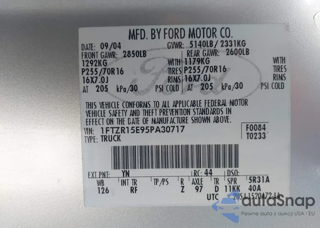 1FTZR15E95PA30717: 43353235