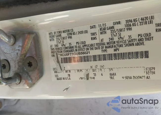 1FMCU0F71GUB56021: 43353260