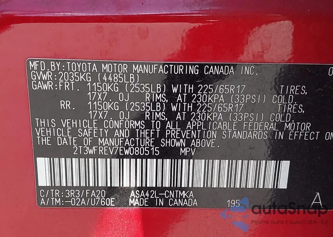 2T3WFREV7EW080515: 43352450