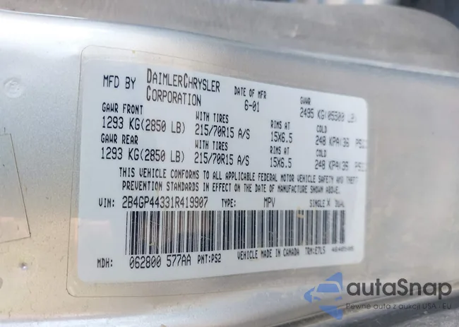 2B4GP44331R419907: 43352503