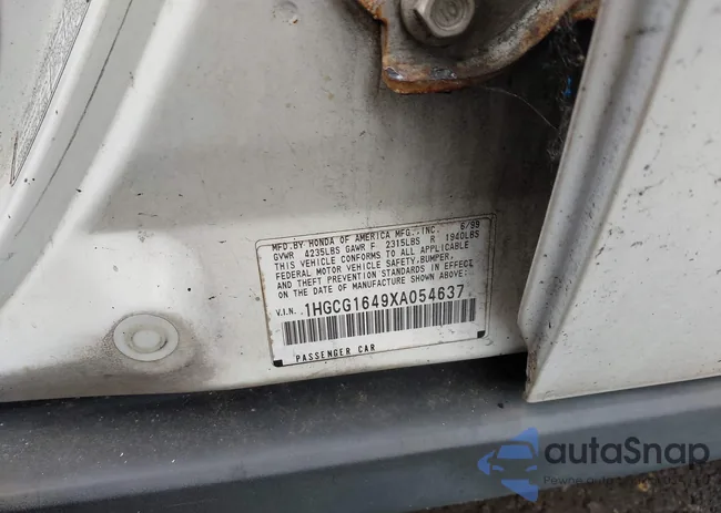 1HGCG1649XA054637: 43352586