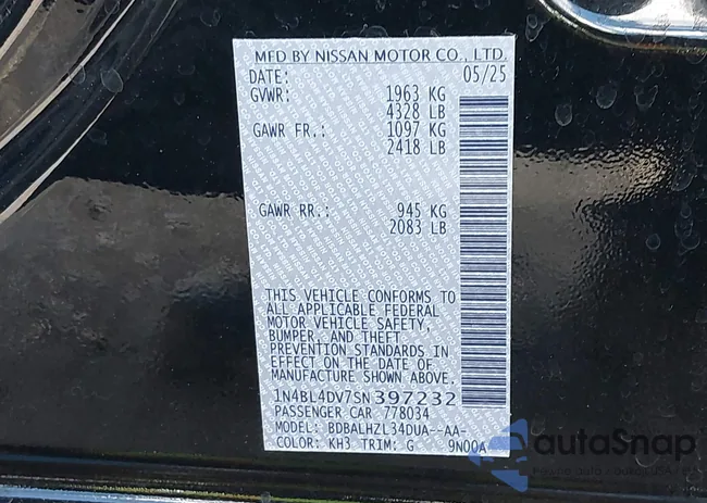 1N4BL4DV7SN397232: 43353903