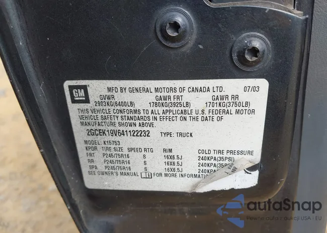 2GCEK19V641122232: 43353934