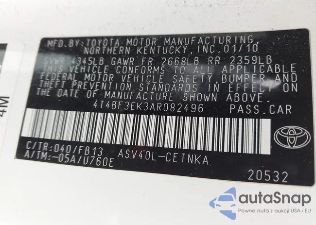 4T4BF3EK3AR082496: 43354048