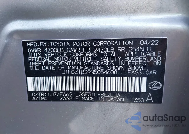 JTHGZ1B29N5054608: 43354083