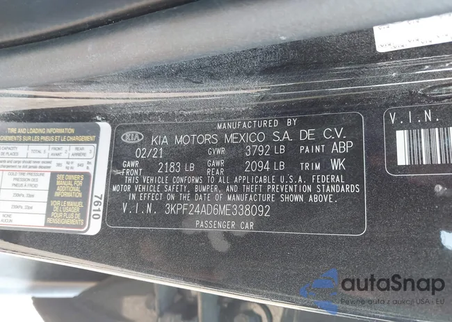 3KPF24AD6ME338092: 43354092