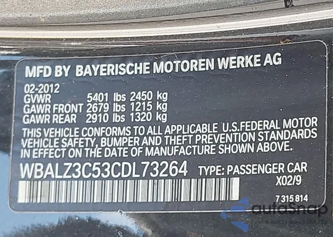 WBALZ3C53CDL73264: 43354149