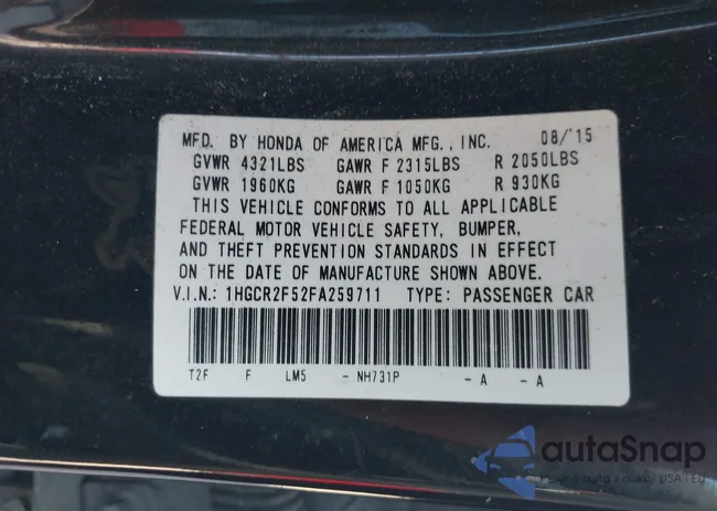 1HGCR2F52FA259711: 43354163