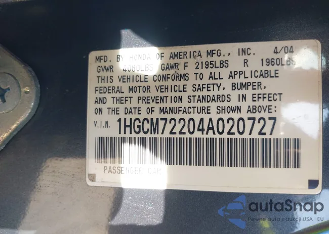 1HGCM72204A020727: 43354231