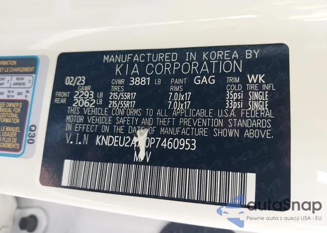 KNDEU2AA0P7460953: 43354243