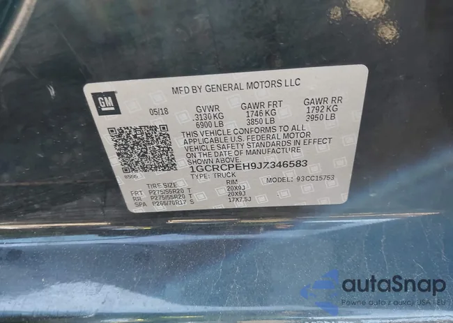 1GCRCPEH9JZ346583: 43353387