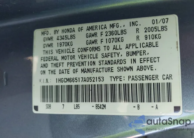 1HGCM66517A052153: 43353433