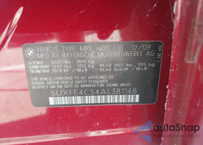 5UXFE4C54AL381148: 43353582