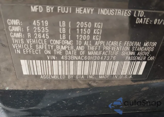 4S3BNAC60H3047376: 43354852