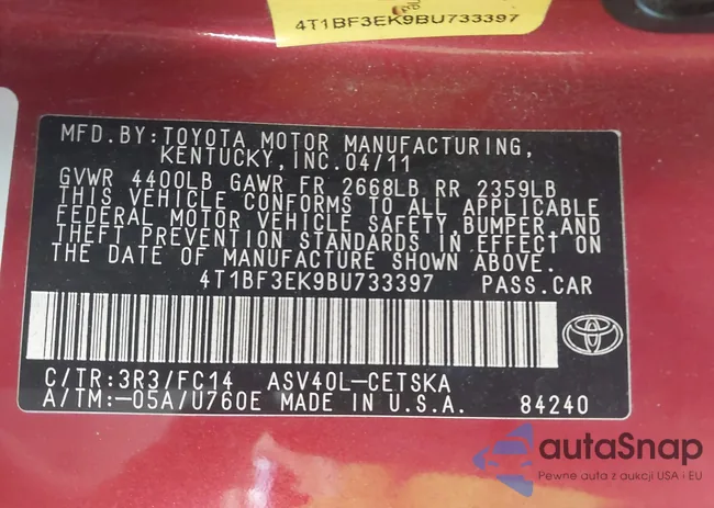 4T1BF3EK9BU733397: 43354869