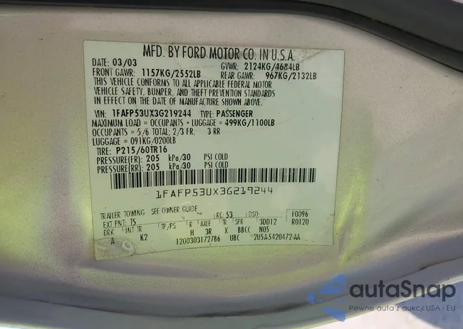 1FAFP53UX3G219244: 43354871