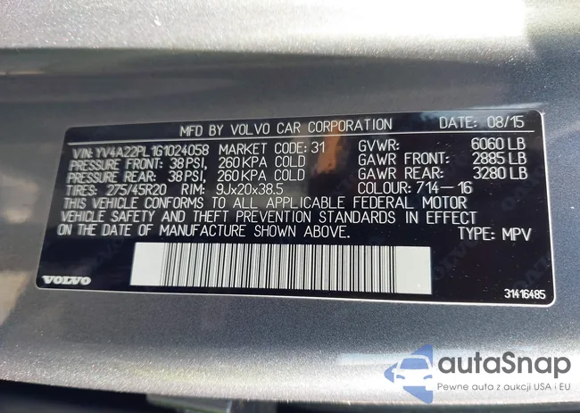 YV4A22PL1G1024058: 43354890