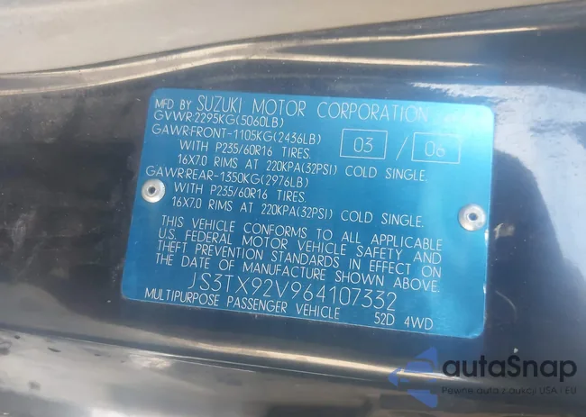 JS3TX92V964107332: 43354981