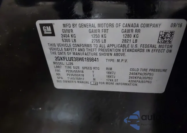 2GKFLUE38H6189841: 43355049