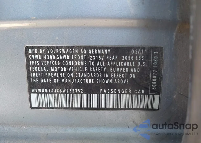 WVWDM7AJXBW239352: 43355100