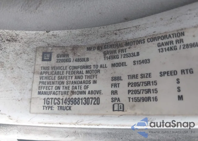 1GTCS149988130720: 43355116