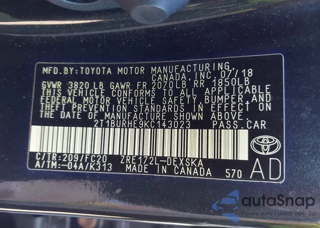 2T1BURHE9KC143023: 43355135