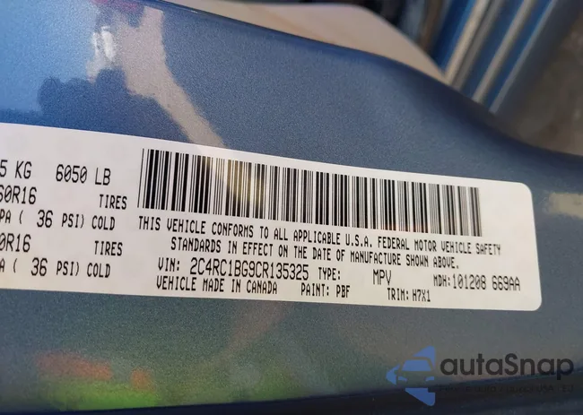 2C4RC1BG9CR135325: 43355250