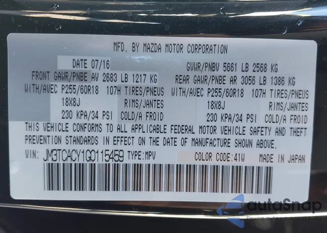 JM3TCACY1G0115459: 43354306