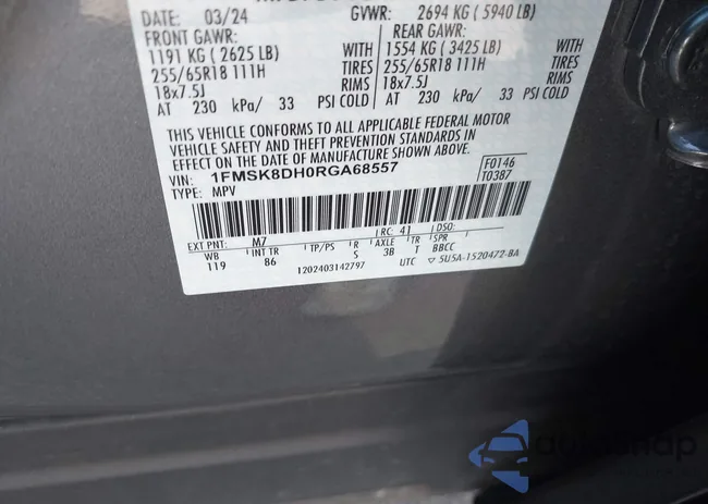 1FMSK8DH0RGA68557: 43354373