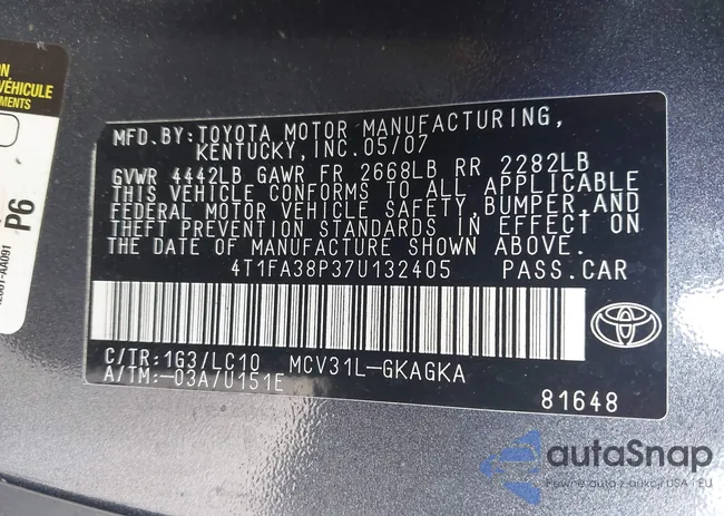 4T1FA38P37U132405: 43354411