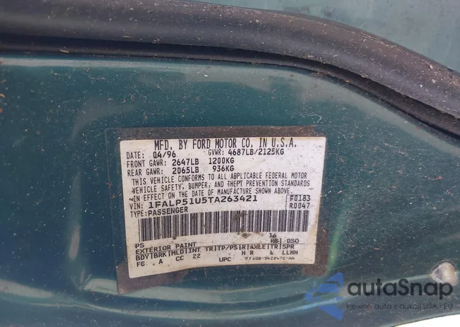 1FALP51U5TA263421: 43354420