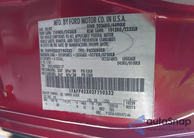 1FAFP42X02F190332: 43354566