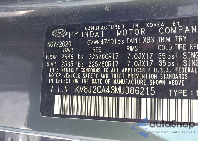 KM8J2CA43MU386215: 43355699