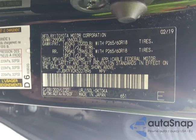 JTJBM7FX2K5227896: 43355716