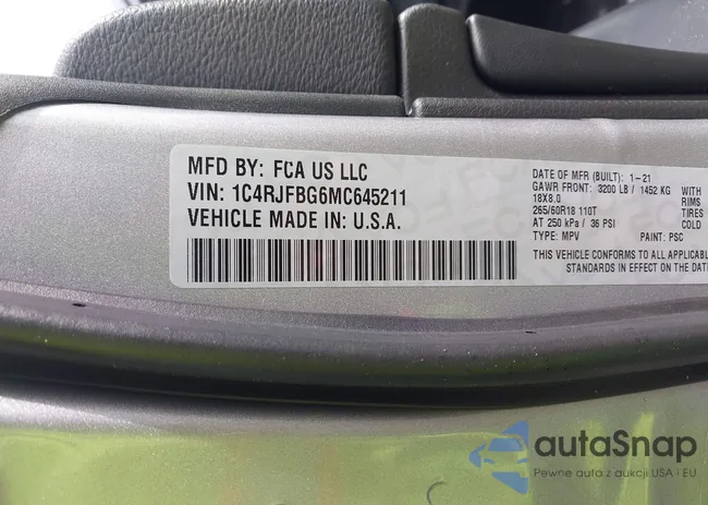 1C4RJFBG6MC645211: 43355933