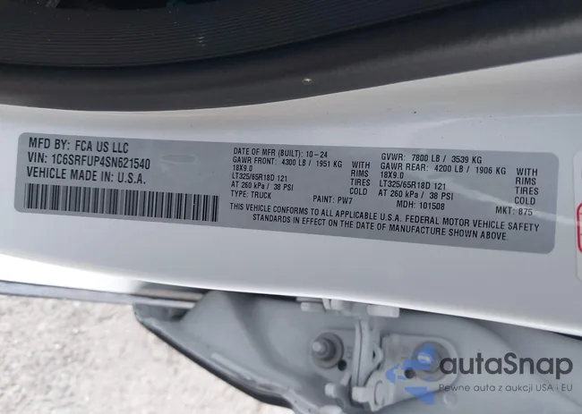 1C6SRFUP4SN621540: 43355998