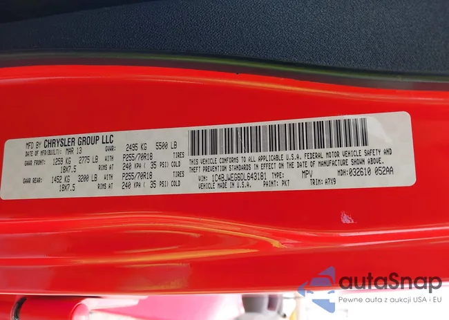 1C4BJWEG6DL643181: 43356231