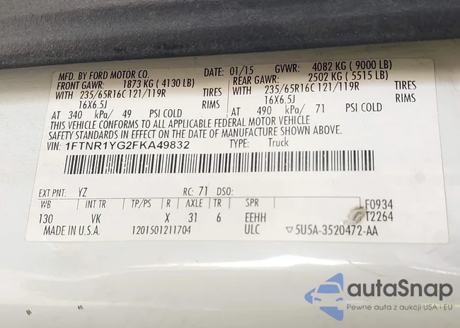 1FTNR1YG2FKA49832: 43355293