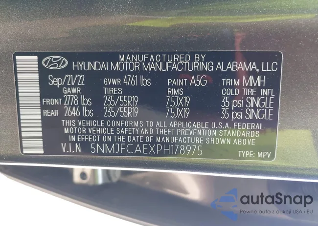 5NMJFCAEXPH178975: 43355315