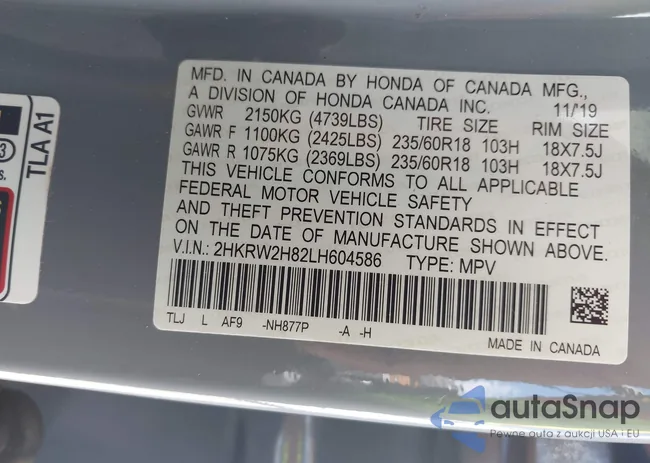 2HKRW2H82LH604586: 43355426