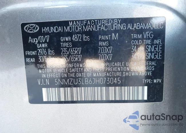 5NMZU3LB6JH073045: 43355428