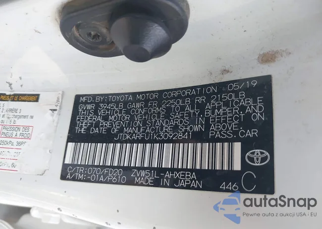 JTDKARFU1K3092841: 43355443